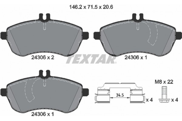 Textar Σετ τακάκια, Δισκόφρενα - 2430601