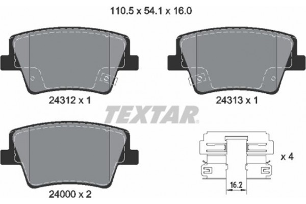 Textar Σετ τακάκια, Δισκόφρενα - 2431201