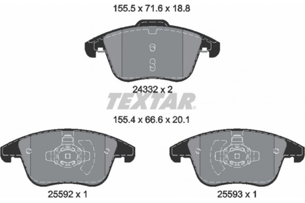Textar Σετ τακάκια, Δισκόφρενα - 2433205