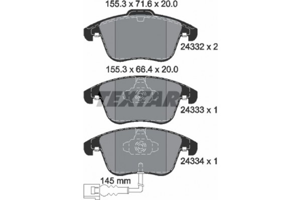 Textar Σετ τακάκια, Δισκόφρενα - 2433301