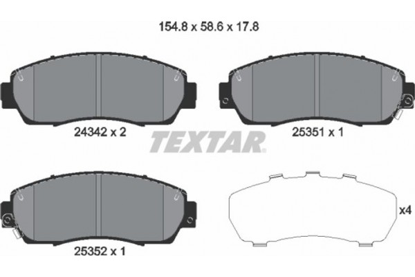 Textar Σετ τακάκια, Δισκόφρενα - 2434201