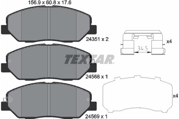 Textar Σετ τακάκια, Δισκόφρενα - 2435101