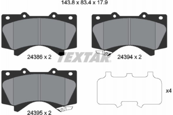 Textar Σετ τακάκια, Δισκόφρενα - 2438601