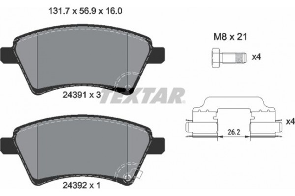 Textar Σετ τακάκια, Δισκόφρενα - 2439101