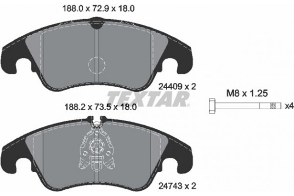 Textar Σετ τακάκια, Δισκόφρενα - 2440901