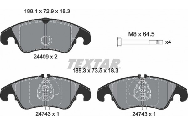 Textar Σετ τακάκια, Δισκόφρενα - 2440901 Textar Σετ τακάκια, Δισκόφρενα - 2440901