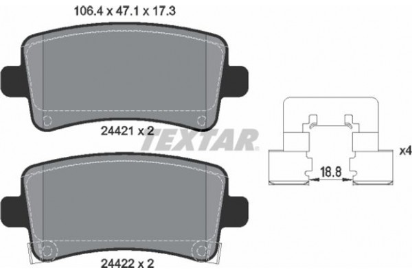 Textar Σετ τακάκια, Δισκόφρενα - 2442101