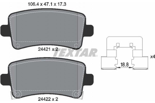 Textar Σετ τακάκια, Δισκόφρενα - 2442101 Textar Σετ τακάκια, Δισκόφρενα - 2442101