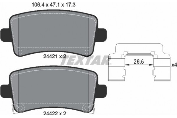 Textar Σετ τακάκια, Δισκόφρενα - 2442102