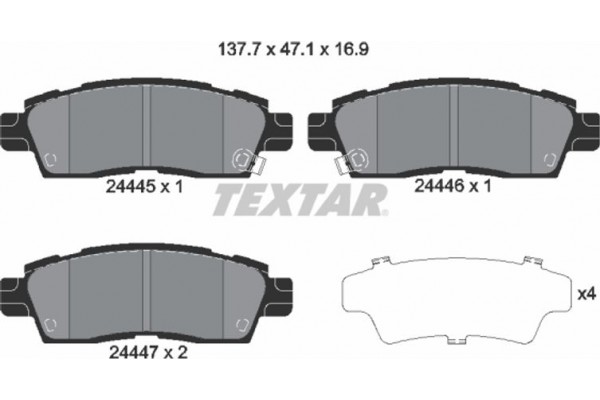 Textar Σετ τακάκια, Δισκόφρενα - 2444501