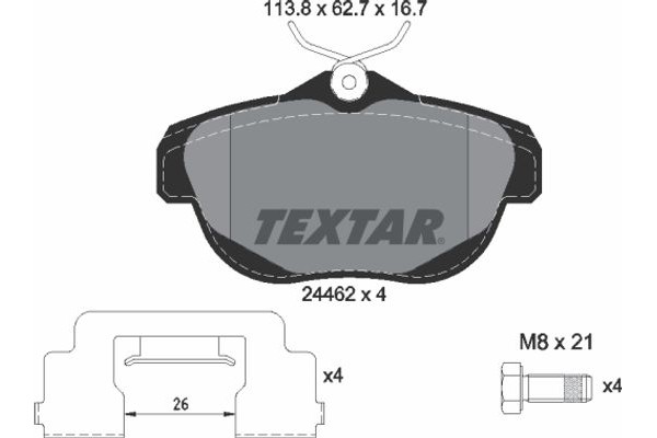 Textar Σετ τακάκια, Δισκόφρενα - 2446201