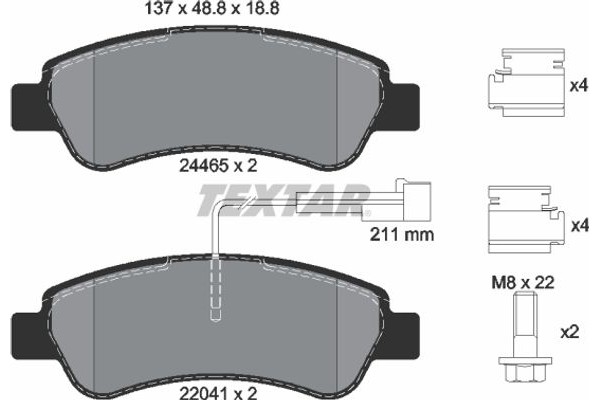 Textar Σετ τακάκια, Δισκόφρενα - 2446503