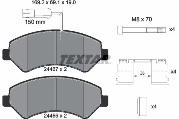 Textar Σετ τακάκια, Δισκόφρενα - 2446701