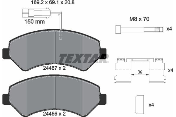 Textar Σετ τακάκια, Δισκόφρενα - 2446705