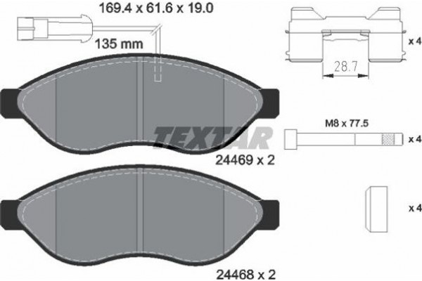 Textar Σετ τακάκια, Δισκόφρενα - 2446901