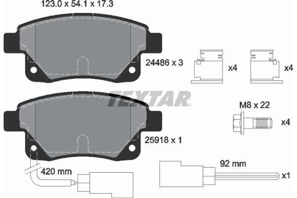 Textar Σετ τακάκια, Δισκόφρενα - 2448601