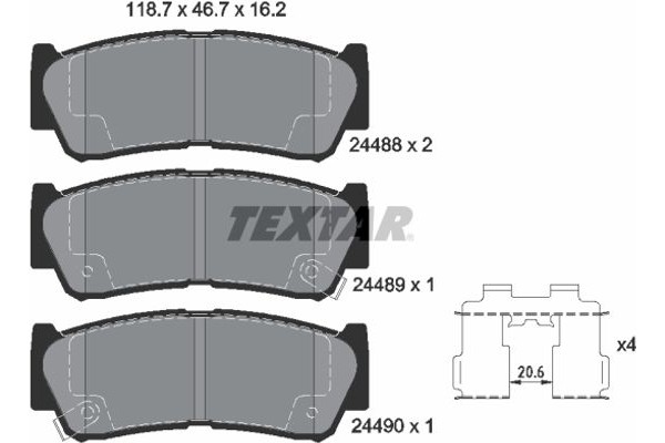 Textar Σετ τακάκια, Δισκόφρενα - 2448801