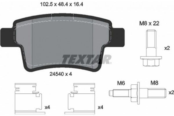 Textar Σετ τακάκια, Δισκόφρενα - 2454001