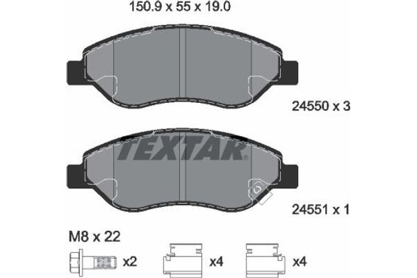 Textar Σετ τακάκια, Δισκόφρενα - 2455001