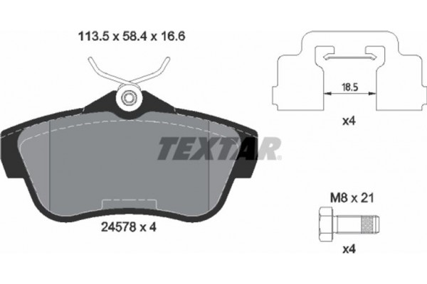 Textar Σετ τακάκια, Δισκόφρενα - 2457801