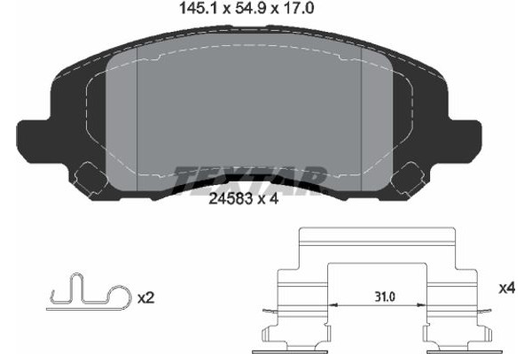 Textar Σετ τακάκια, Δισκόφρενα - 2458301