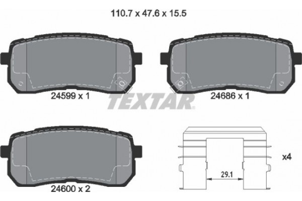 Textar Σετ τακάκια, Δισκόφρενα - 2459901