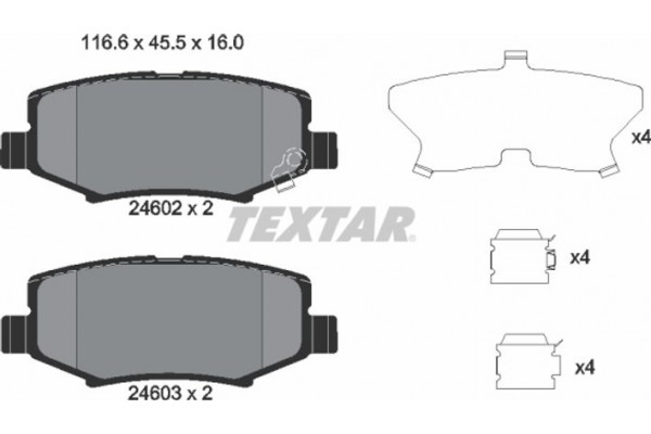 Textar Σετ τακάκια, Δισκόφρενα - 2460201