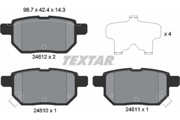 Textar Σετ τακάκια, Δισκόφρενα - 2461001