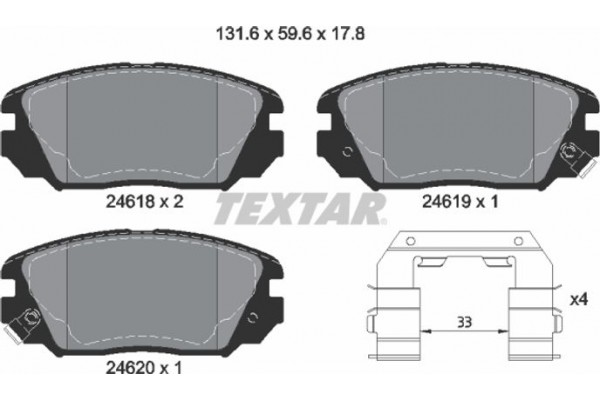 Textar Σετ τακάκια, Δισκόφρενα - 2461801