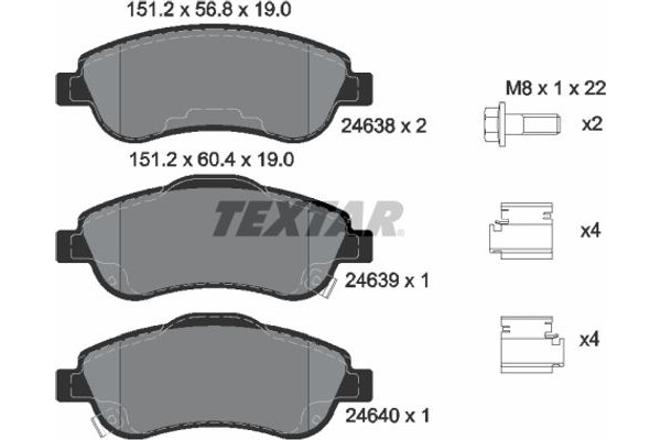 Textar Σετ τακάκια, Δισκόφρενα - 2463801