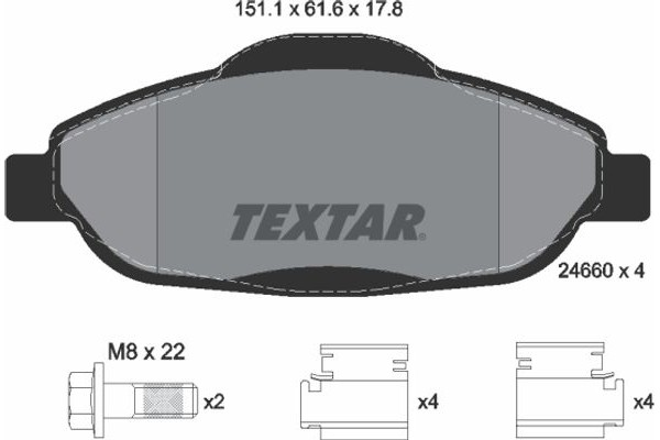 Textar Σετ τακάκια, Δισκόφρενα - 2466001