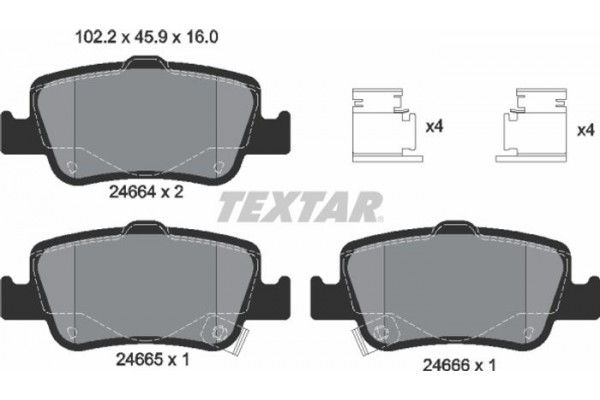 Textar Σετ τακάκια, Δισκόφρενα - 2466401