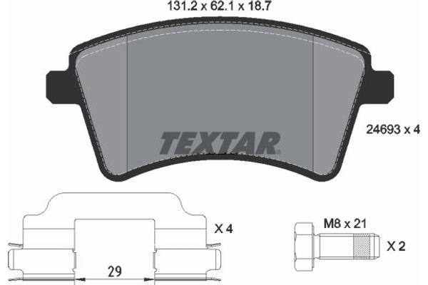 Textar Σετ τακάκια, Δισκόφρενα - 2469301