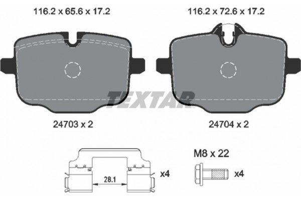 Textar Σετ τακάκια, Δισκόφρενα - 2470303