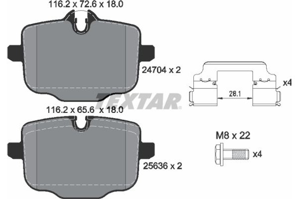 Textar Σετ τακάκια, Δισκόφρενα - 2470401