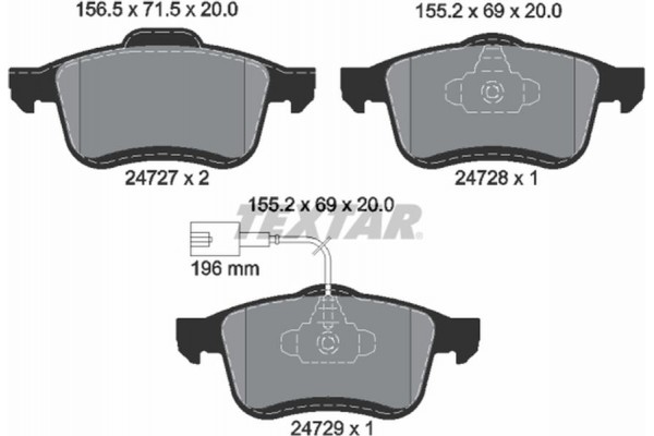 Textar Σετ τακάκια, Δισκόφρενα - 2472701