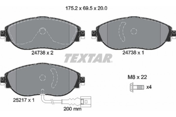 Textar Σετ τακάκια, Δισκόφρενα - 2473801