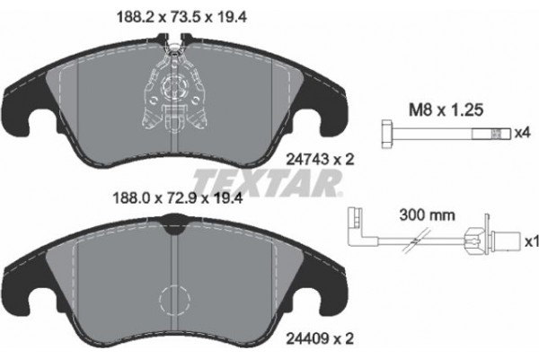 Textar Σετ τακάκια, Δισκόφρενα - 2474301