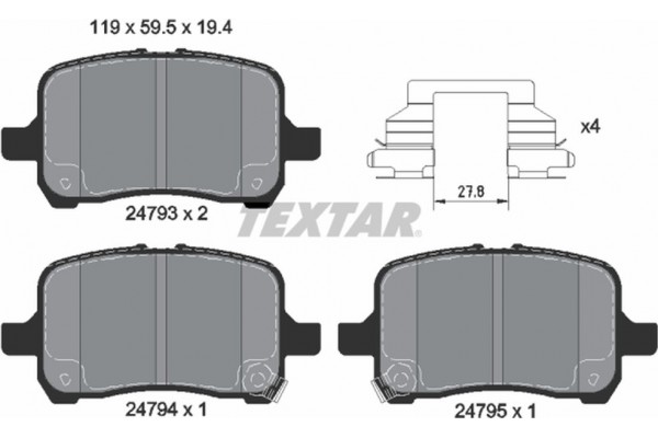 Textar Σετ τακάκια, Δισκόφρενα - 2479301
