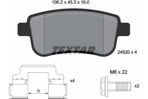 Textar Σετ τακάκια, Δισκόφρενα - 2482001