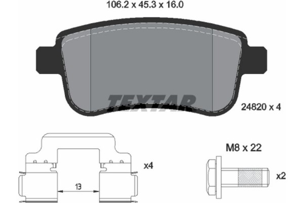 Textar Σετ τακάκια, Δισκόφρενα - 2482001