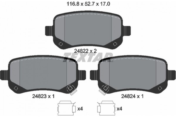 Textar Σετ τακάκια, Δισκόφρενα - 2482201