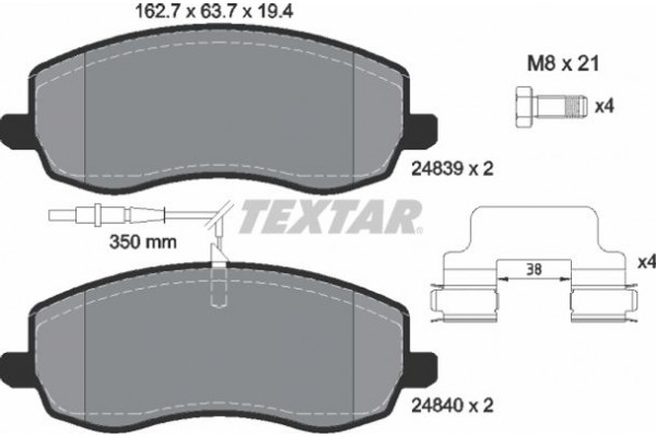 Textar Σετ τακάκια, Δισκόφρενα - 2483901