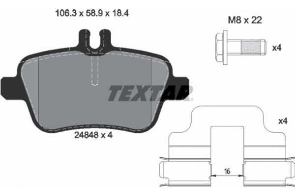 Textar Σετ τακάκια, Δισκόφρενα - 2484803