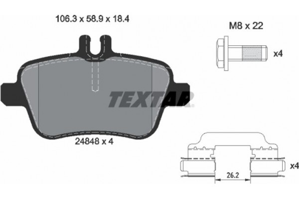 Textar Σετ τακάκια, Δισκόφρενα - 2484805