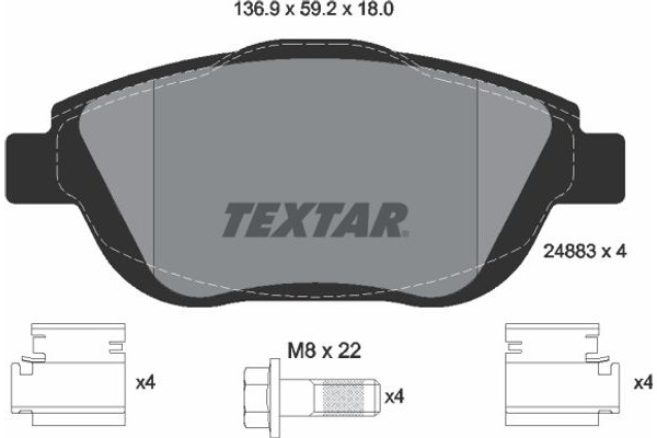 Textar Σετ τακάκια, Δισκόφρενα - 2488301