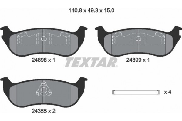 Textar Σετ τακάκια, Δισκόφρενα - 2489803