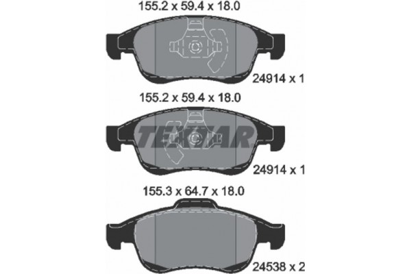 Textar Σετ τακάκια, Δισκόφρενα - 2491401