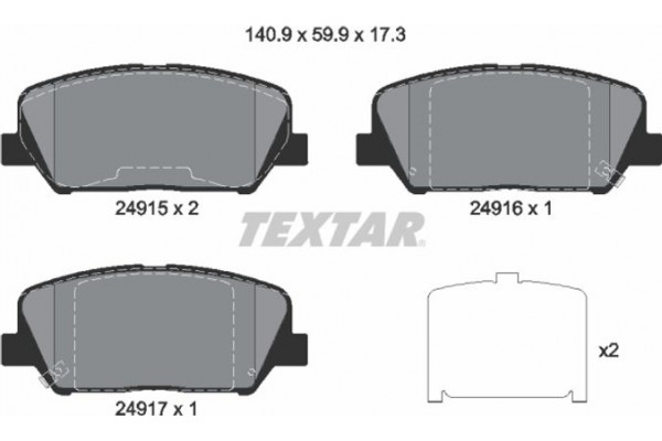 Textar Σετ τακάκια, Δισκόφρενα - 2491501