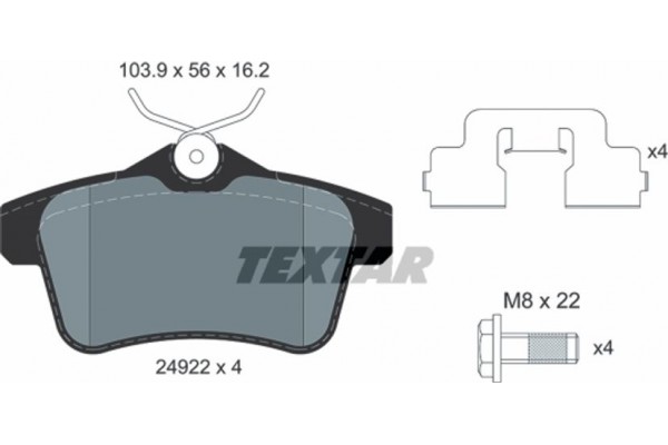 Textar Σετ τακάκια, Δισκόφρενα - 2492204